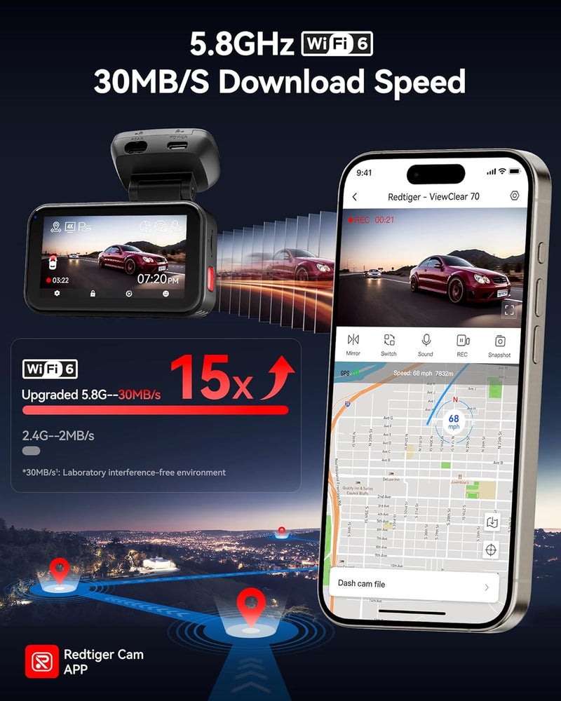 REDTIGER ViewClear 70 4K+2.5K Dash Cam with STARVIS 2 Sensor and 24H Parking Monitor - Image 4