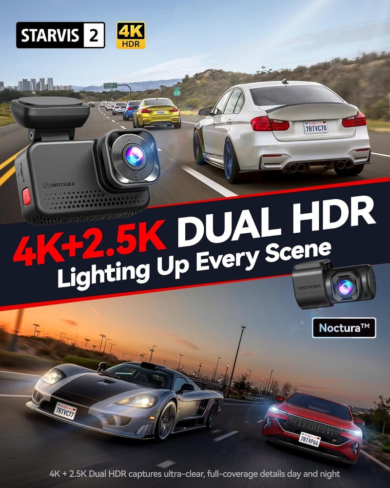 REDTIGER ViewClear 70 4K+2.5K Dash Cam with STARVIS 2 Sensor and 24H Parking Monitor - Image 2