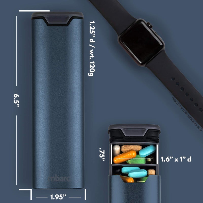 HigherHuman 7 Day Weekly Pill Organizer by mbarc - Premium Stylish Aluminum and Wood Large Capacity Pill Box for Supplements, Pills, Vitamins and Medicine. - Image 5