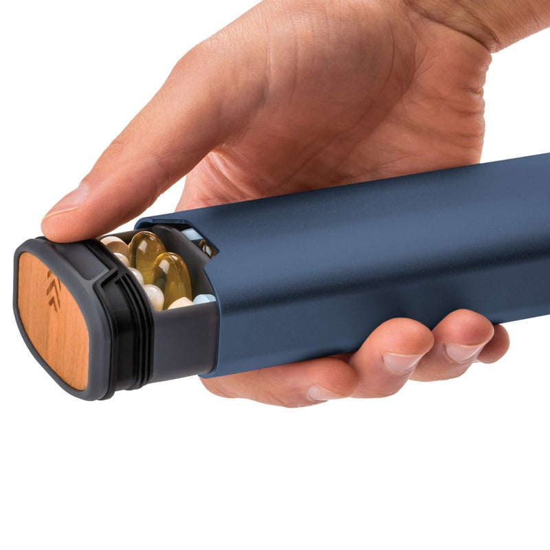 HigherHuman 7 Day Weekly Pill Organizer by mbarc - Premium Stylish Aluminum and Wood Large Capacity Pill Box for Supplements, Pills, Vitamins and Medicine. - Image 3