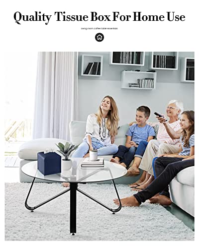 Jeethemy Tissue Box Cover, Jeethemy Square PU Leather Tissue Box Holder, Modern Tissue Case Facial Paper Organizer Dispenser，5X5X5'',Single Navy Blue - Image 2
