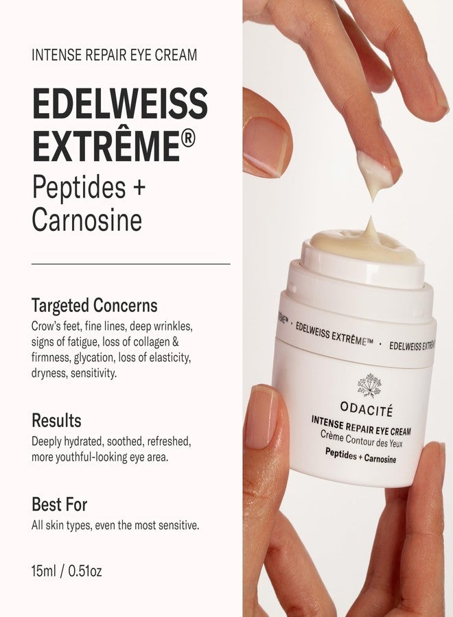 ODACITE Edelweiss Extreme Intense Repair Eye Cream - Anti-Aging Treatment with Carnosine Peptides for Youthful Eyes - Vegan Skincare - Sensitive Skin Friendly - For All Skin Types - 0.51 oz - Image 2