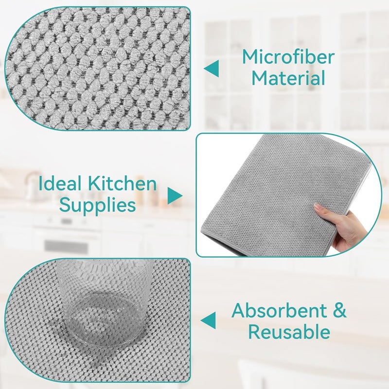 Ninsula Dish Drying Mat, 18 x 24 In Absorbent Microfiber Drying Matt Kitchen Counter, Extra Large Foldable Drying Mat for Countertops, Sinks and Draining Racks (Gray) - Image 3