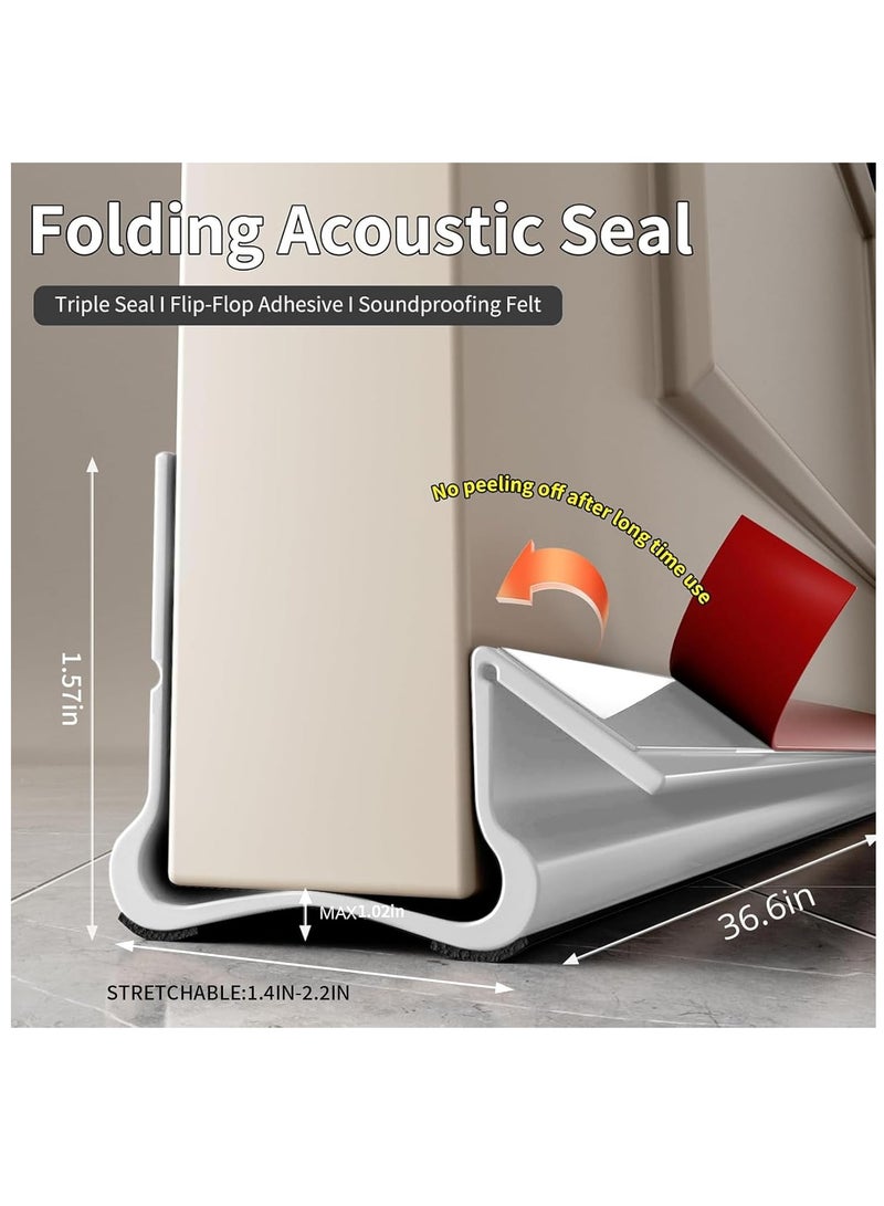 RATSAW Under Door Draft Stopper, Door Gap Sweep Seal Strip Anti-Detachment Design Weather Stripping Noise Blocker with Strong Adhesive Door Insulation Guard White - Image 2