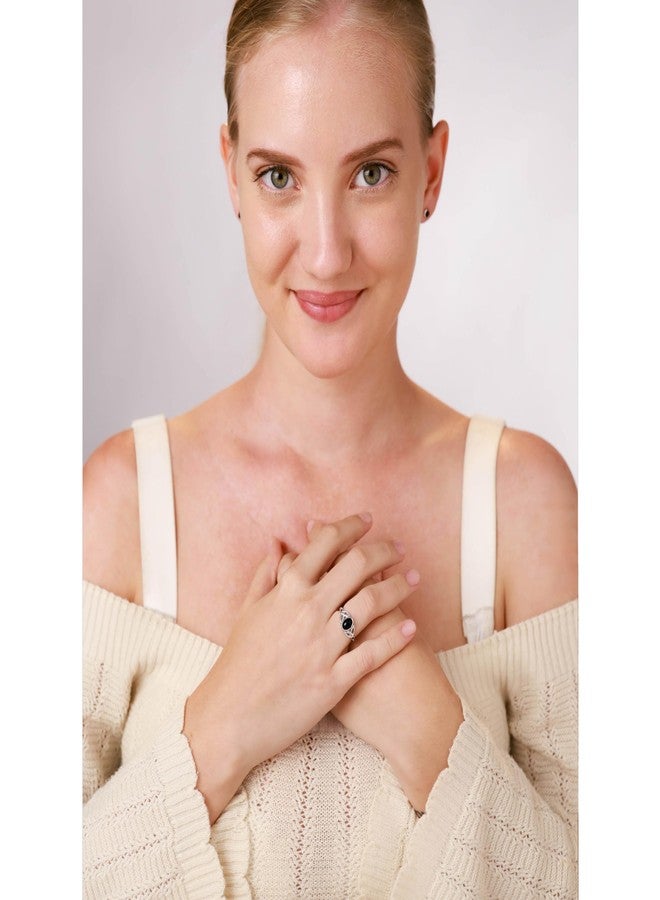 Silvershake 8X6mm Natural Oval Shape Moonstone White Gold Plated 925 Sterling Silver Triquetra Celtic Knot Ring Size 6.5 - Image 3