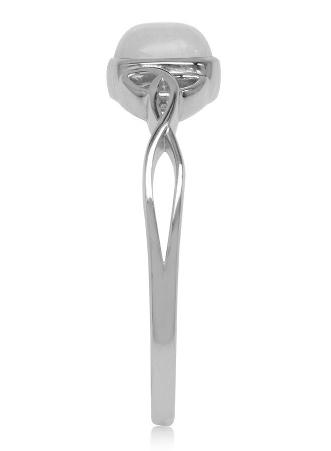 Silvershake 8X6mm Natural Oval Shape Moonstone White Gold Plated 925 Sterling Silver Triquetra Celtic Knot Ring Size 6.5 - Image 5