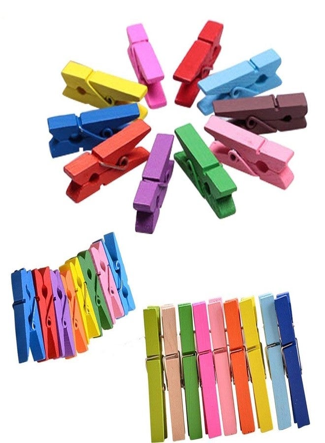 Morel Mixed Color Wooden Clothes Photo Paper Peg Clothespin Craft Clips Pack 25 of 1.5 Inch - Image 1