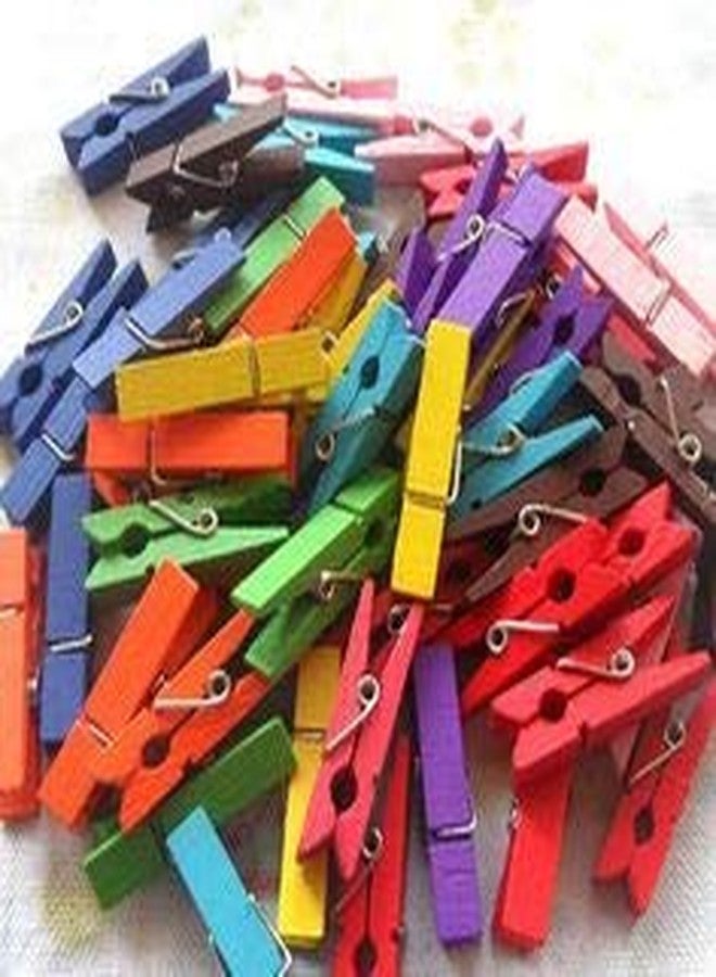 Morel Mixed Color Wooden Clothes Photo Paper Peg Clothespin Craft Clips Pack 25 of 1.5 Inch - Image 3