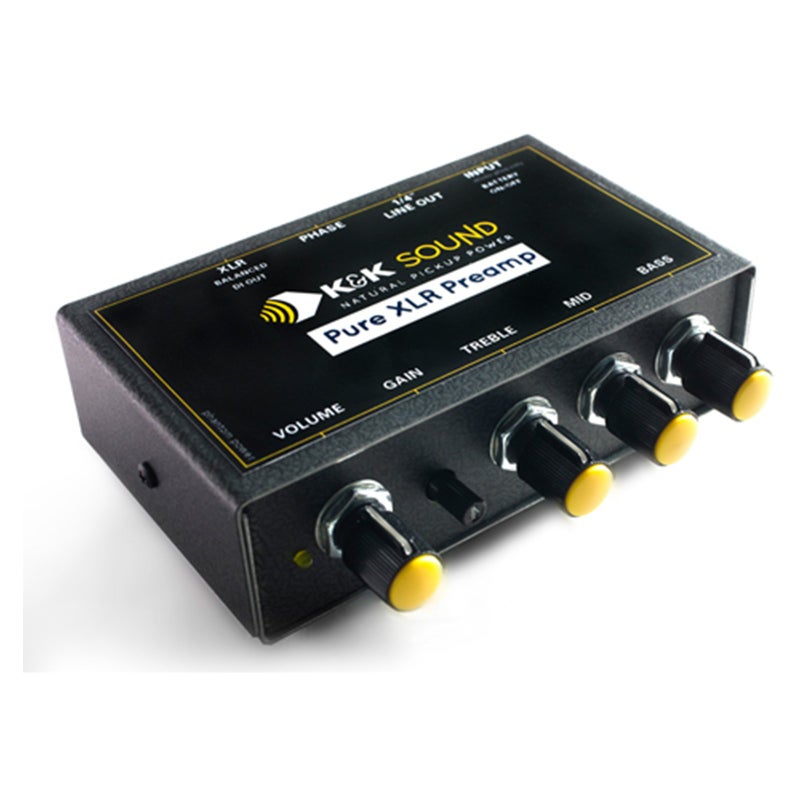 مضخم صوت KK XLR لبيك أب KK وأخرى متوافقة مع الجيتار والفيولا والتشيلو والبيس المزدوج والبنغو والمندولين واليوكليلي أسود الحالة الصلبة 3 نطاقات يعمل بالبطارية 1x مخرج XLR مفتاح الطور