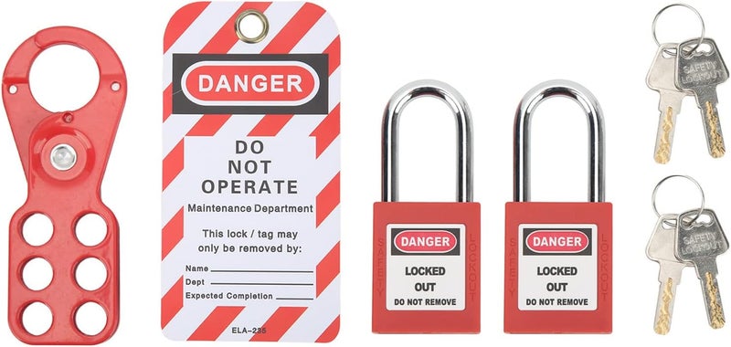 klarako Lockout Tagout Kit, Lockout Tagout Locks Set, Electrical Lockout Tagout Kit, Safety Padlocks, With Safety Hasp Padlock, Lockout Tag Keys Tamper Proof(1.5in/38mm Shackle) - Image 1