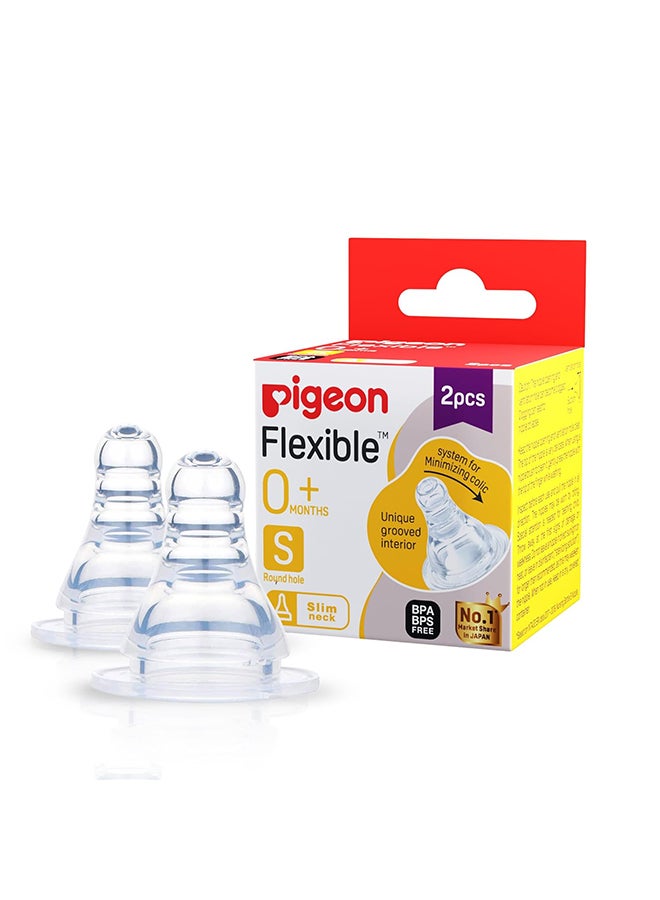 Pigeon Peristaltic Nipple S,For 0+ Month Babies,BPS Free,BPA Free,Pack of 2 - Image 1