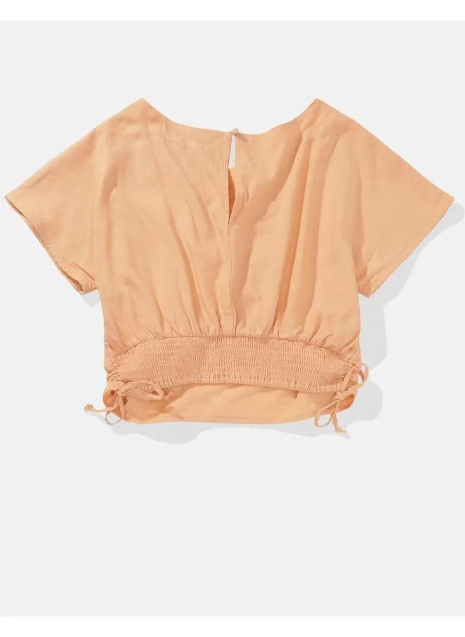 American Eagle Flared Sleeve Ruched Top