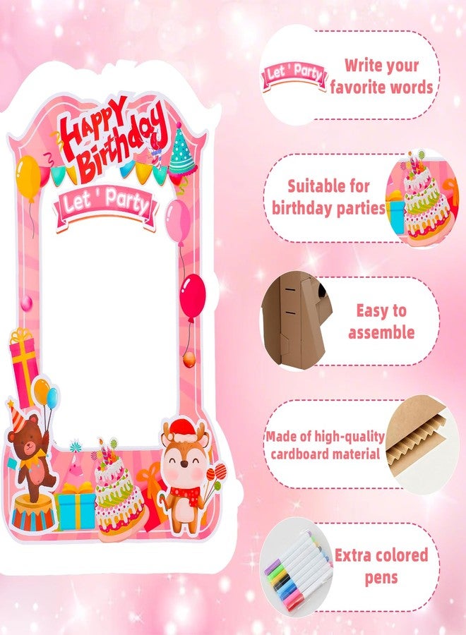 EARTHSON Happy Birthday Photo Booth Box Photo Cutout Stand in Life-Size Cardboard Frame Prop for Birthday Party Supplies - Image 5