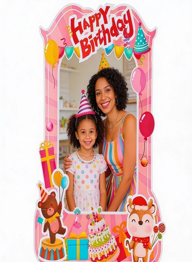 EARTHSON Happy Birthday Photo Booth Box Photo Cutout Stand in Life-Size Cardboard Frame Prop for Birthday Party Supplies - Image 2