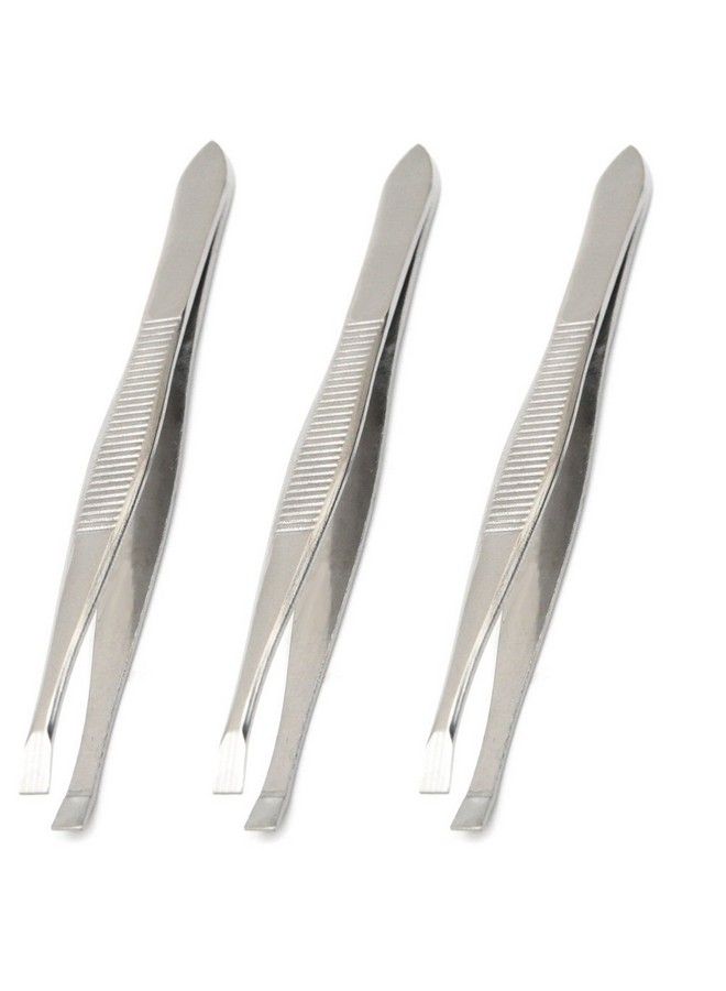 Luxxii (3 Pack) Flat Tweezers Stainless Steel Flat Tweezers Hair Plucker For Hair And Eyebrows Personal Care (C_Flat) - Image 2