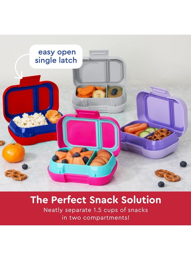 بنتجو Bentgo Kids Snack - حاوية بينتو بوكس مقاومة للتسرب مكونة من حجرتين للوجبات الخفيفة والوجبات الصغيرة، سهلة الفتح، آمنة للاستخدام في غسالة الأطباق، خالية من مادة BPA للمدرسة ودور الحضانة والأنشطة الرياضية - مثالية للأعمار من 3 سنوات فما فوق (أحمر/ملكي) - Image 4