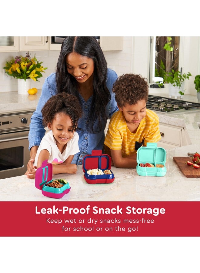 بنتجو Bentgo Kids Snack - حاوية بينتو بوكس مقاومة للتسرب مكونة من حجرتين للوجبات الخفيفة والوجبات الصغيرة، سهلة الفتح، آمنة للاستخدام في غسالة الأطباق، خالية من مادة BPA للمدرسة ودور الحضانة والأنشطة الرياضية - مثالية للأعمار من 3 سنوات فما فوق (أحمر/ملكي) - Image 2