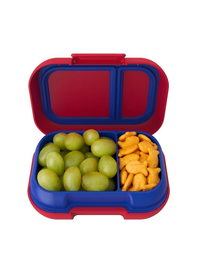 بنتجو Bentgo Kids Snack - حاوية بينتو بوكس مقاومة للتسرب مكونة من حجرتين للوجبات الخفيفة والوجبات الصغيرة، سهلة الفتح، آمنة للاستخدام في غسالة الأطباق، خالية من مادة BPA للمدرسة ودور الحضانة والأنشطة الرياضية - مثالية للأعمار من 3 سنوات فما فوق (أحمر/ملكي) - Image 1