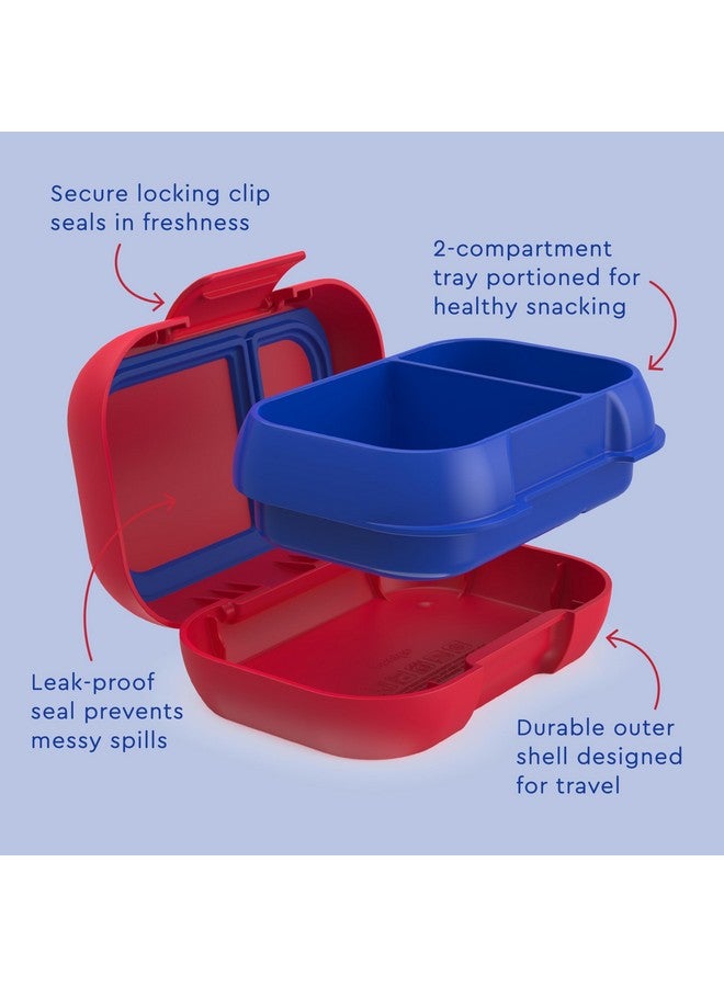 بنتجو Bentgo Kids Snack - حاوية بينتو بوكس مقاومة للتسرب مكونة من حجرتين للوجبات الخفيفة والوجبات الصغيرة، سهلة الفتح، آمنة للاستخدام في غسالة الأطباق، خالية من مادة BPA للمدرسة ودور الحضانة والأنشطة الرياضية - مثالية للأعمار من 3 سنوات فما فوق (أحمر/ملكي) - Image 5