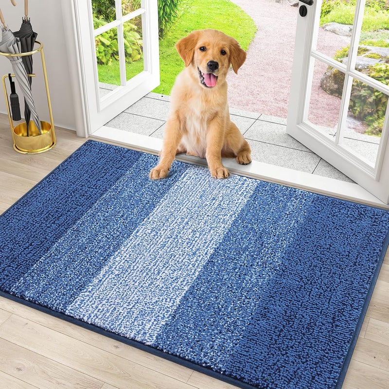 Flexible anti-break Smiry Dog Door Mat for Muddy Paws, Absorbs Moisture and Dirt, Low-Profile Entryway Mat with Non-Slip Backing, Entry Indoor Outdoor Doormat for Inside Floor (30x20 Inches, Navy Blue) Moisture wear upgraded quality - Image 1
