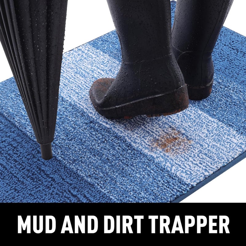 Flexible anti-break Smiry Dog Door Mat for Muddy Paws, Absorbs Moisture and Dirt, Low-Profile Entryway Mat with Non-Slip Backing, Entry Indoor Outdoor Doormat for Inside Floor (30x20 Inches, Navy Blue) Moisture wear upgraded quality - Image 2