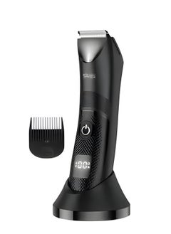 DSP Men's Razor DSP with Replaceable Ceramic Blade Anti-Cutting Professional Waterproof Body Hair Shaver with LED Light, Display and Standing Charging Station (Black)  - Image 2