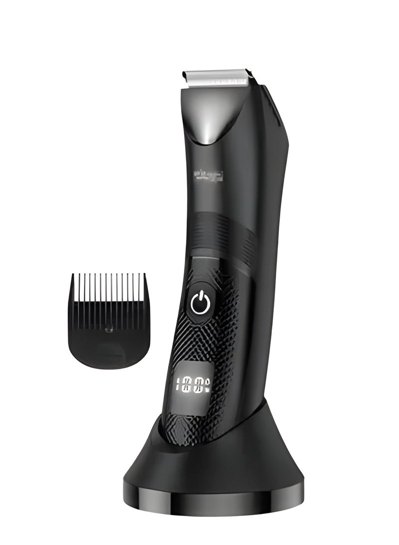 DSP Men's Razor DSP with Replaceable Ceramic Blade Anti-Cutting Professional Waterproof Body Hair Shaver with LED Light, Display and Standing Charging Station (Black) - Image 2