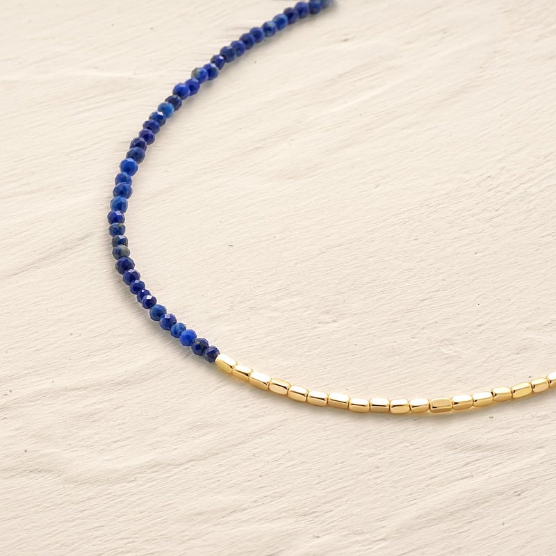 MYEARS Women Beaded Bracelet Gold Gemstone Lapis Lazuli 14K Simple Dainty Handmade Chain Everyday Boho Beach Jewelry - Image 4