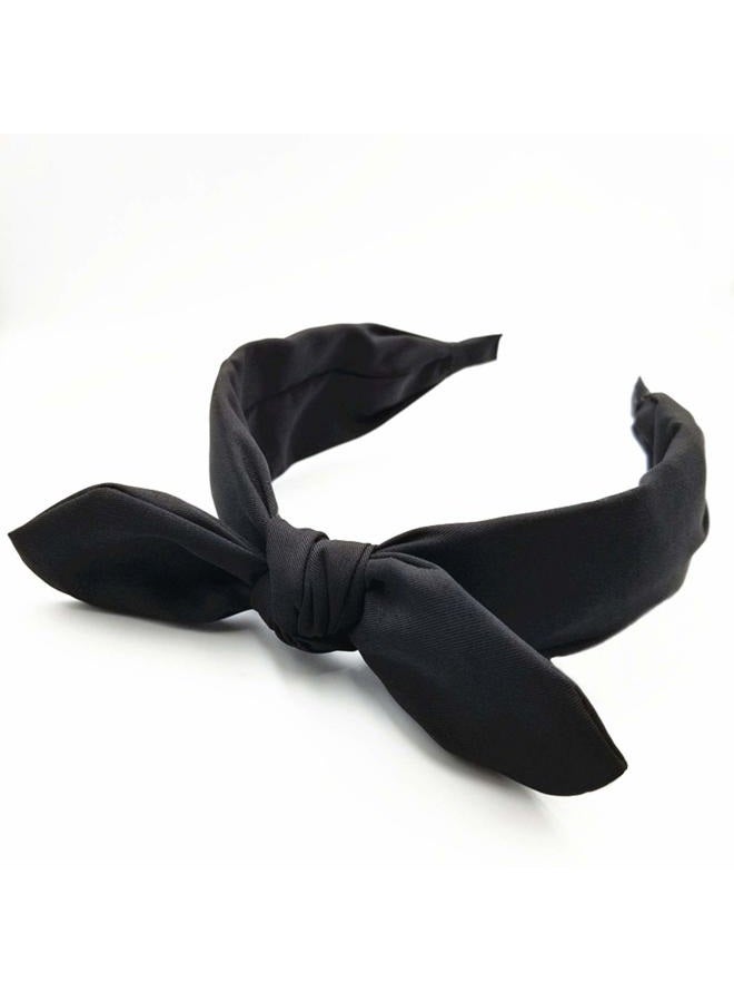 hodooly 1Pcs Knotted Headbands for Women,Turban Headband Wide Headbands Bowknot Hair Band for Women (Black) - Image 3