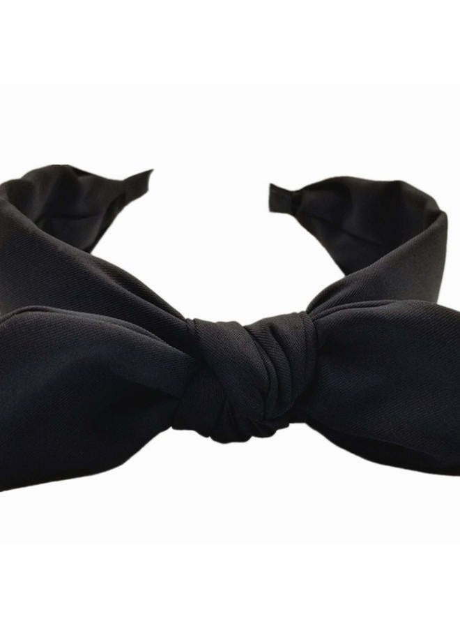hodooly 1Pcs Knotted Headbands for Women,Turban Headband Wide Headbands Bowknot Hair Band for Women (Black) - Image 2