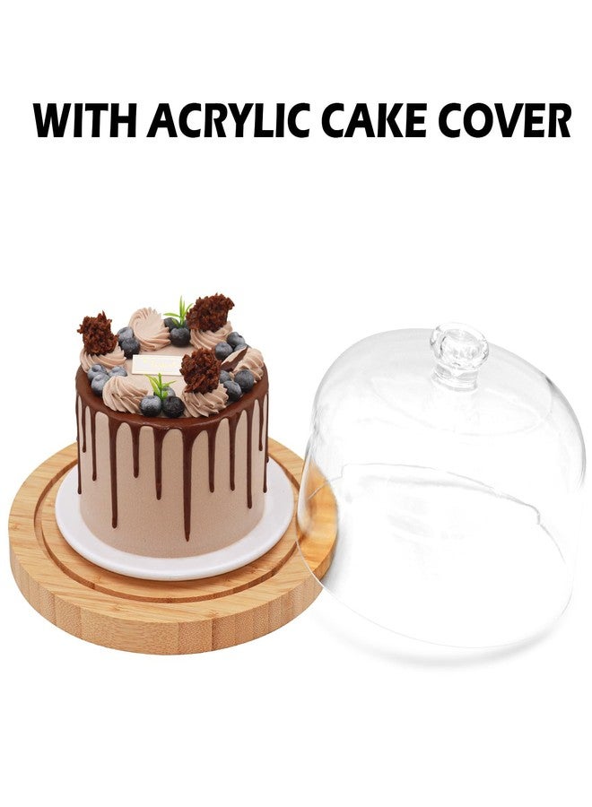 Vacream Bamboo Cake Stand & Charcuterie Board with Lid - Large Serving Acrylic Platter for Party Dessert Table Display, Decorative Server Tray for Cakes, Pastries, Cheese Display - Image 4