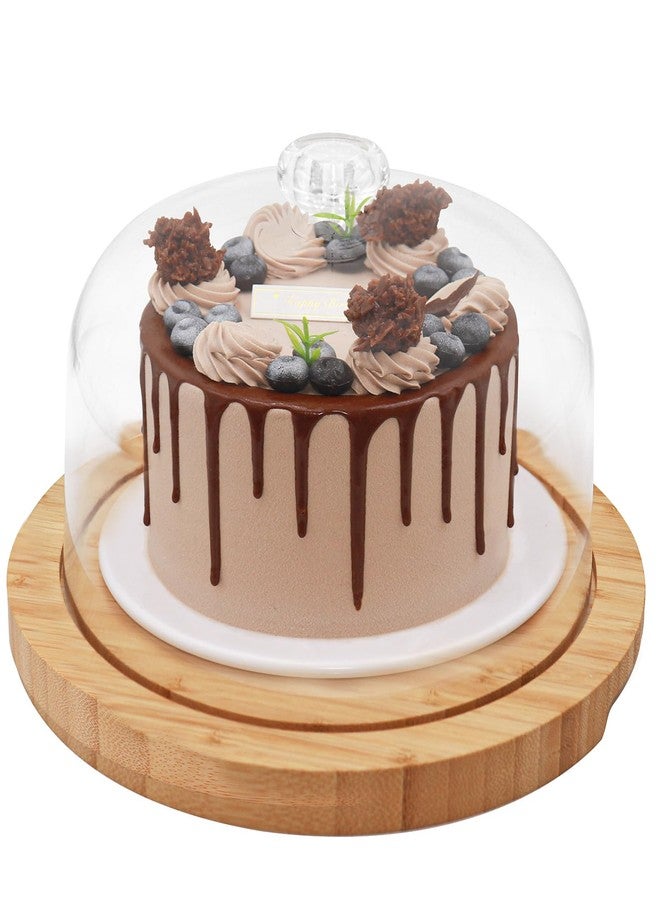 Vacream Bamboo Cake Stand & Charcuterie Board with Lid - Large Serving Acrylic Platter for Party Dessert Table Display, Decorative Server Tray for Cakes, Pastries, Cheese Display - Image 1