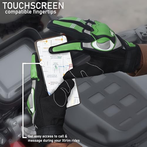 SHIVEXIM Motorcycle Gloves Full Finger Touchscreen Motorbike Gloves Camping Climbing Hiking Cycling Riding Gloves for Women Men (Size XL) (Green) - Image 3