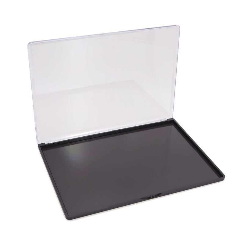 XL Large Empty Magnetic Eyeshadow Palette with Clear Top, Travel Makeup Organizer with 40Pcs Adhesive Metal Stickers For DIY Your Own Powder Palette (XL Large - 9.25'x6.57')