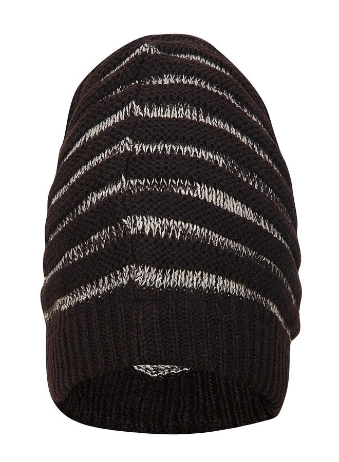 FabSeasons Unisex Dark Brown Acrylic Woolen Slouchy Beanie and Skull Cap for Winters - Image 1