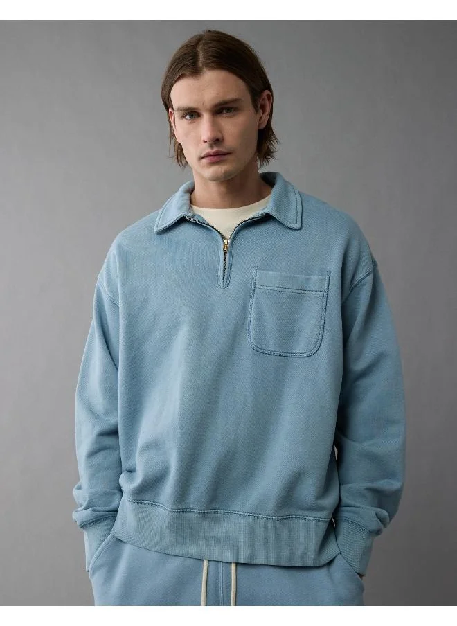 American Eagle AE Quarter-Zip Polo Collar Sweatshirt