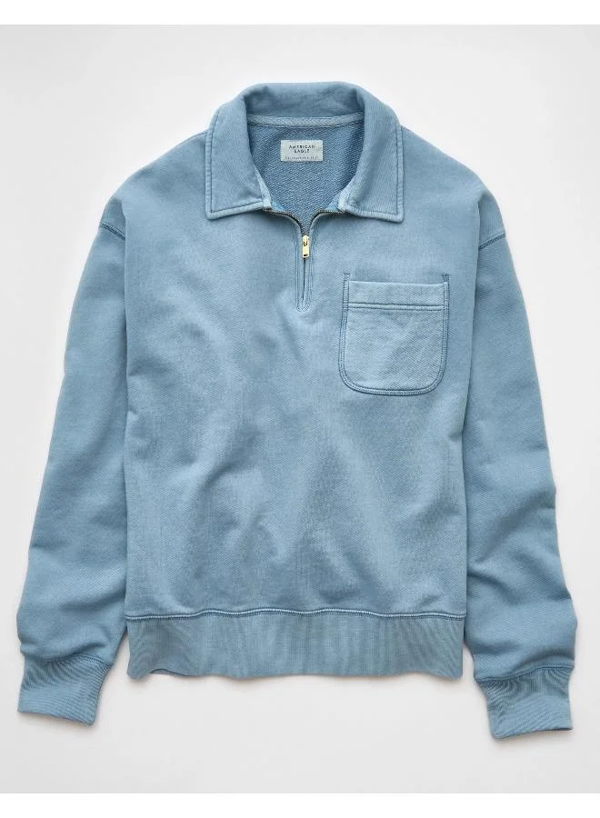 American Eagle AE Quarter-Zip Polo Collar Sweatshirt