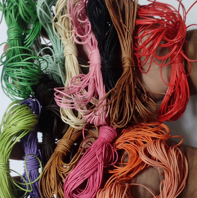 OMX 15 Colours, 1mm 10Mtr Each Colour (15 Colour Mix) Total 150 Mtr. Waxed Cotton Cord for Jewellery Bracelets, Anklet, Beading - Image 3