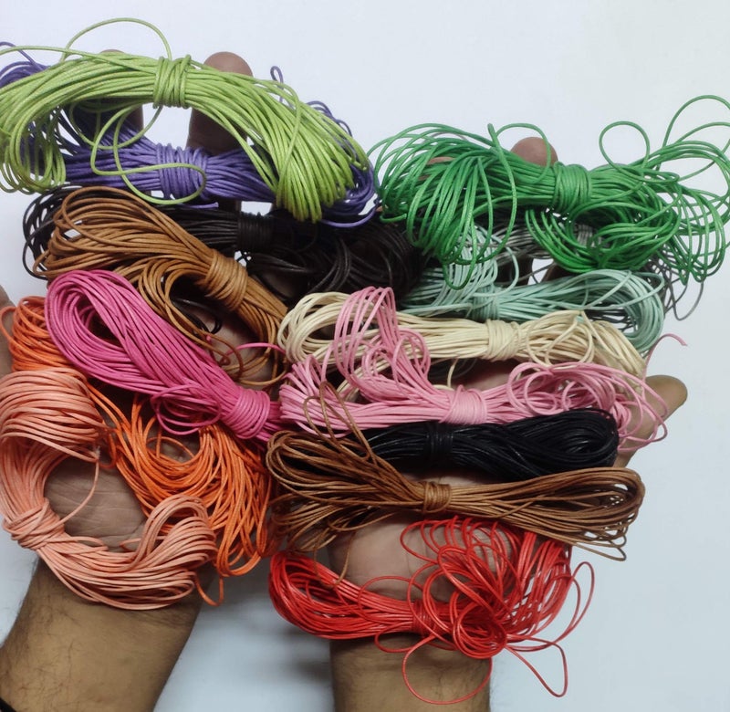 OMX 15 Colours, 1mm 10Mtr Each Colour (15 Colour Mix) Total 150 Mtr. Waxed Cotton Cord for Jewellery Bracelets, Anklet, Beading - Image 4