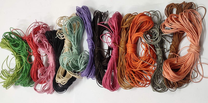OMX 15 Colours, 1mm 10Mtr Each Colour (15 Colour Mix) Total 150 Mtr. Waxed Cotton Cord for Jewellery Bracelets, Anklet, Beading - Image 1