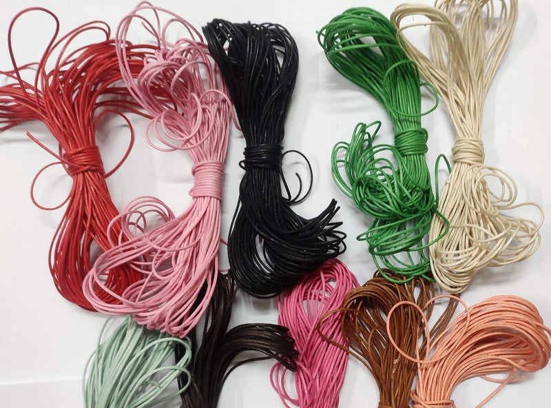 OMX 15 Colours, 1mm 10Mtr Each Colour (15 Colour Mix) Total 150 Mtr. Waxed Cotton Cord for Jewellery Bracelets, Anklet, Beading - Image 5