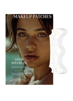 Makeup Patches - Gold - Face Glitter Makeup Speckles - Glow Up Makeup Patches - Face Glitter Speckles Patches - Cute Glitter Makeup Accessories for Women - Cosmetic Glitter for Face - 6 Count