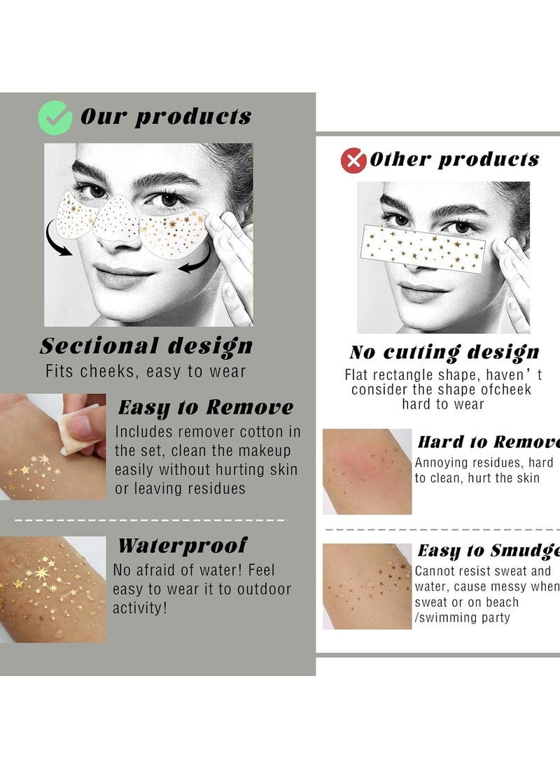 Generic - Makeup Patches - Gold - Face Glitter Makeup Speckles - Glow Up Makeup Patches - Face Glitter Speckles Patches - Cute Glitter Makeup Accessories for Women - Cosmetic Glitter for Face - 6 Count - Image 1