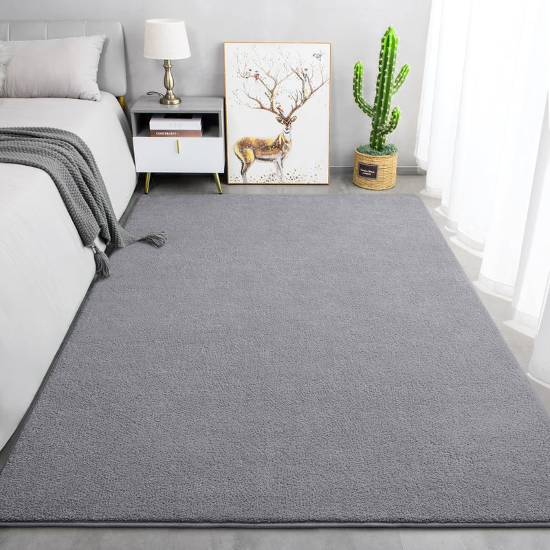 Keeko Soft Area Rugs for Bedroom Living Room  4x6 Grey Modern Indoor Low Pile Fluffy Rug Machine Washable Non Slip Thickened Memory Foam Rug Carpet for Kitchen Dorm Classroom Kids Room Decor - Image 4