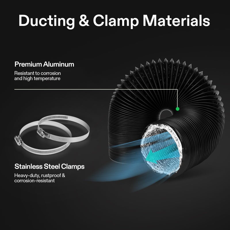 VIVOSUN 4'' Flexible Aluminum Duct, 25 FT Long Heavy-Duty Multi-Layer Air Hose for HVAC Ventilation, Dryer Vent Hose for Grow Tents and Duct Fan Systems, 2 Clamps Included - Image 4