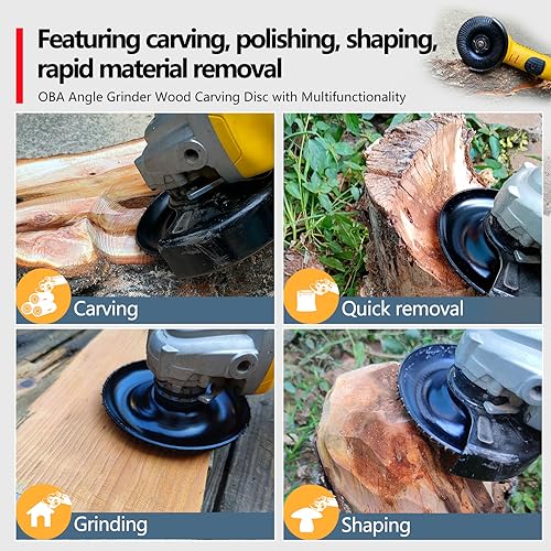 OBA Wood Carving Disc Set 3 PCS 4-1/2" Wood Grinding Wheel Sets with 5/8" Arbor for Angle Grinder Grinding and Polishing - Image 4