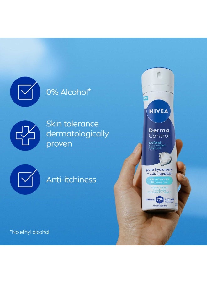 Nivea Derma Control Defend Extra Comfort Anti-Perspirant Spray With Pure Hyaluron 150ml - Image 5