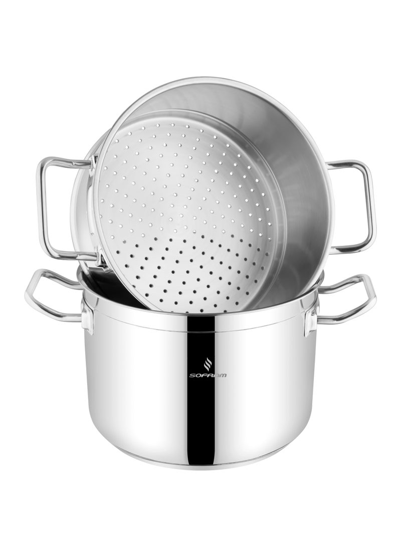 سوفرام قدر طبخ بخار سوفرام استيل تركي غطاء زجاج مقاس 18 سم - Image 3