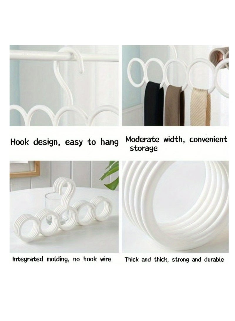2 Pack Scarf Hanger Holder Scarf Storage Organizer for Ties Belts Socks, Ring Hole Slots for Space Saving, Multiple Purpose Tie Belt Rack Organizer,5-hole Scarf Rack, Multi-purpose Plastic Hanger  - Image 2