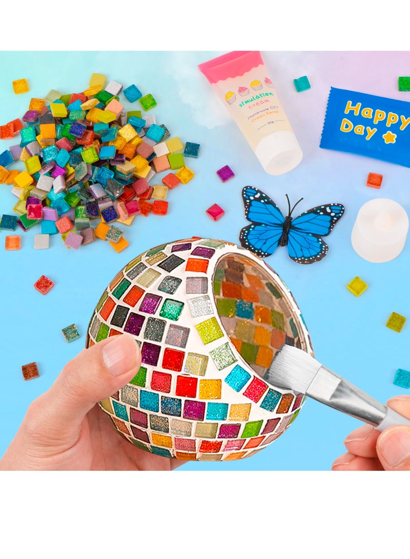 Glass Mosaic Candle Holder Kit, Creativity DIY Stained Glass Kit for Kids & Adults, Tealight Candle Holder for Home Lighting Decor, Handmade Artwork Kids Gifts, Arts and Crafts for Girls - Image 1